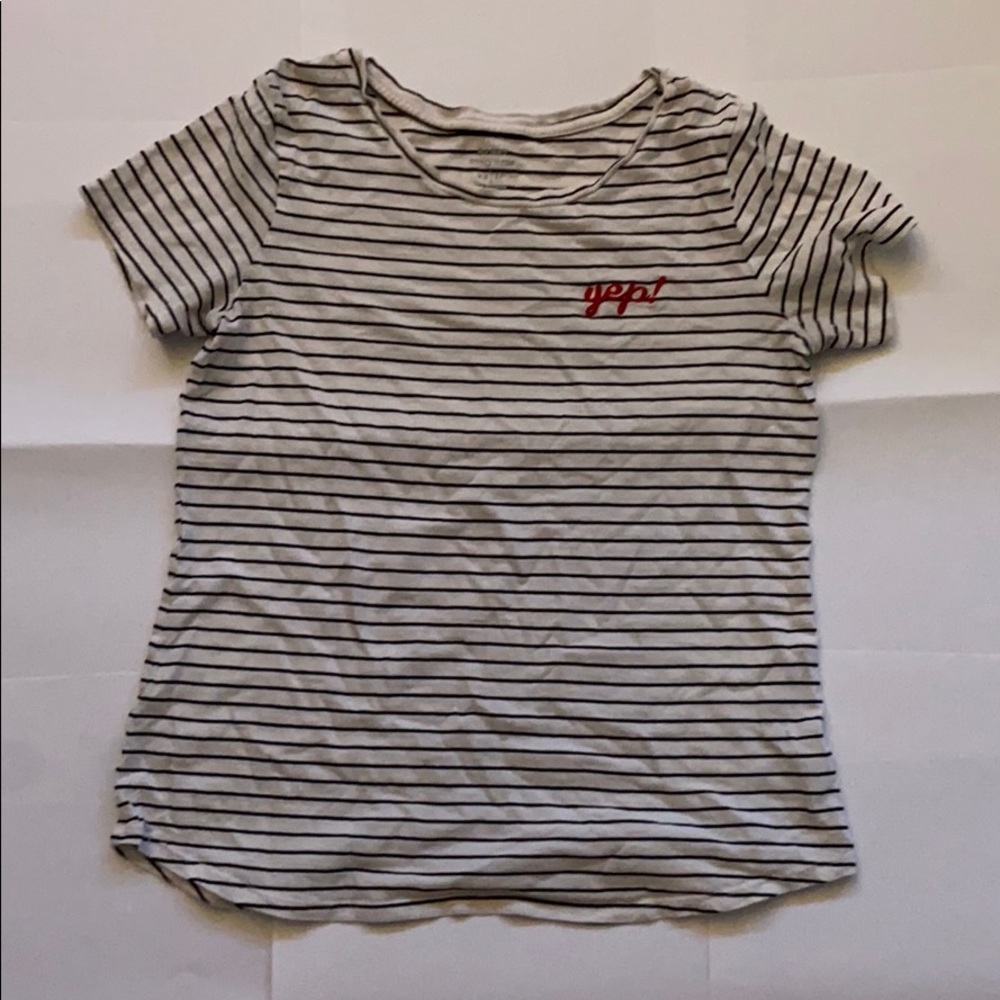 black and white striped t-shirt